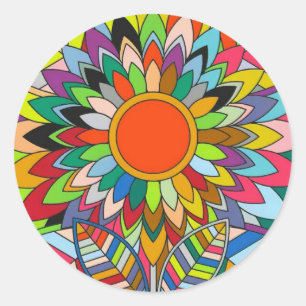 Sticker Rond fleur colorée mandala yaei design