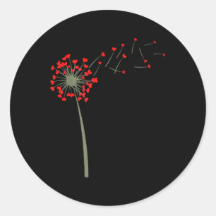 Sticker Rond Fleur cool Dandelion Coeurs Valentines Journée Fem