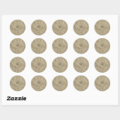 Sticker Rond Fleur Cosmos Or Apparence Embossée (Feuille)