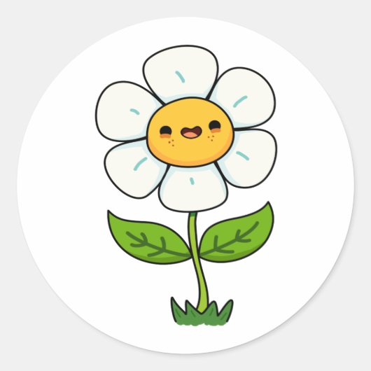 Sticker Rond Fleur Cute Kawaii (Devant)