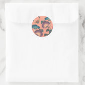 Sticker Rond Fleur d'abeille rose classique Hokusai Art (Sac)