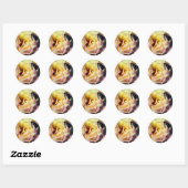 Sticker Rond Fleur D'Abeille rose Et Bumble (Feuille)