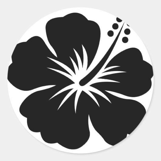 Sticker Rond Fleur d'aloha noir (Devant)