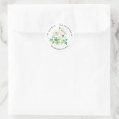 Sticker Rond Fleur d'anémone blanche Retour Adresse Classic Rou (Sac)
