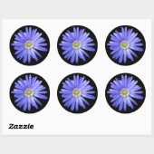 Sticker Rond Fleur d'anémone Bleue Élégante (Feuille)