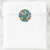 Sticker Rond Fleur d'Apple sur le turquoise (Sac)
