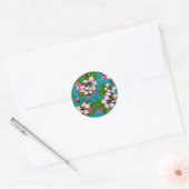 Sticker Rond Fleur d'Apple sur le turquoise (Enveloppe)