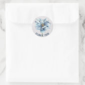 Sticker Rond Fleur d'aquarelle bleu avec texte (Sac)