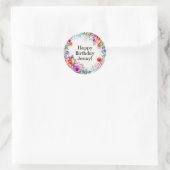 Sticker Rond Fleur d'aquarelle couleur vive Anniversaire (Sac)
