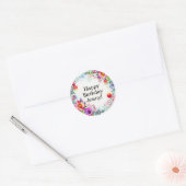 Sticker Rond Fleur d'aquarelle couleur vive Anniversaire (Enveloppe)