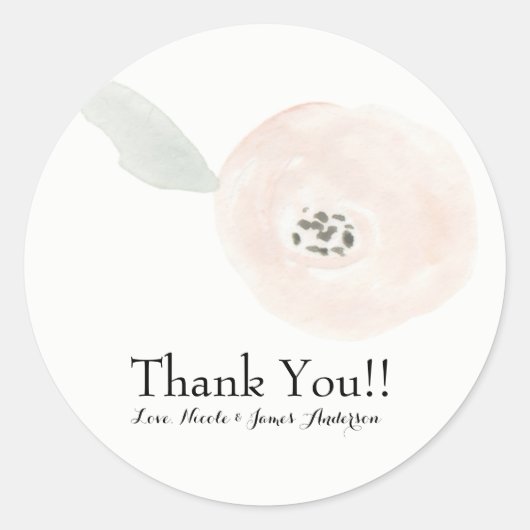 Sticker Rond Fleur d'aquarelle moderne mariage floral Favoriser (Devant)