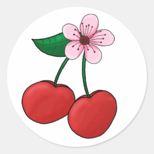 Sticker Rond Fleur d'Autocollant-Cerise