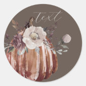Sticker Rond Fleur d'automne citrouille marron, terre cuite, po (Devant)