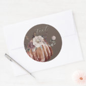 Sticker Rond Fleur d'automne citrouille marron, terre cuite, po (Enveloppe)