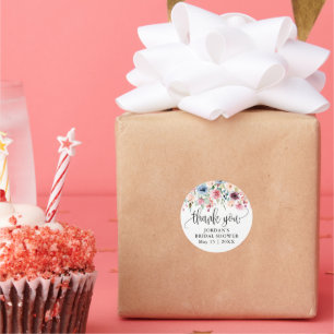 Sticker Rond Fleur de aquarelle Faveur de remerciement