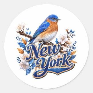 Sticker Rond Fleur de Bluebird de New York
