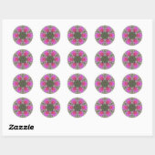Sticker Rond Fleur de cactus roses (Feuille)