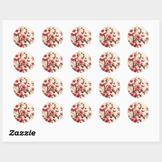 Sticker Rond Fleur de Cerisier (Feuille)