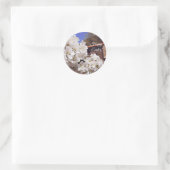 Sticker Rond Fleur de cerisier. Joyeux Pâques. (Sac)