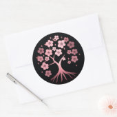 Sticker Rond Fleur de cerisier, minimalisme, rose, japonais (Enveloppe)