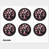 Sticker Rond Fleur de cerisier, minimalisme, rose, japonais (Feuille)