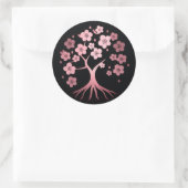 Sticker Rond Fleur de cerisier, minimalisme, rose, japonais (Sac)