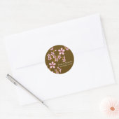 Sticker Rond Fleur de cerisier rose/Sceau de Faire-part de mari (Enveloppe)