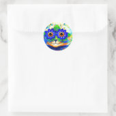 Sticker Rond Fleur de chat (Sac)