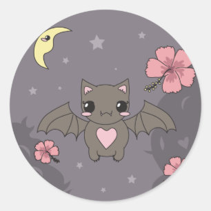 Sticker Rond Fleur de chauve-souris