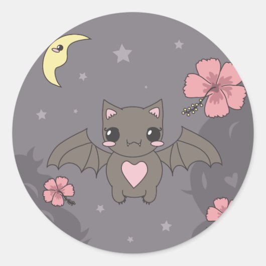 Sticker Rond Fleur de chauve-souris (Devant)