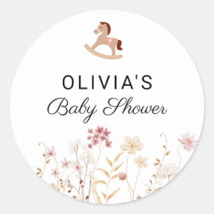 Sticker Rond Fleur de Chic Fleur Bohème Blanche Photo de Bienve