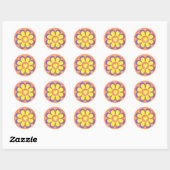 Sticker Rond Fleur de coeur pourpre (Feuille)