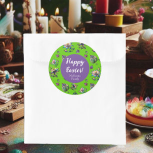 Sticker Rond Fleur de Colombine de printemps florale violette J