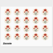 Sticker Rond Fleur de coquelicot (Feuille)