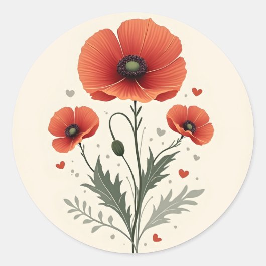 Sticker Rond Fleur de coquelicot (Devant)
