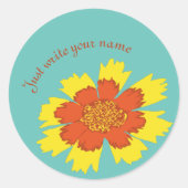 Sticker Rond Fleur de coréopsis jaune et orange (Devant)