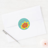 Sticker Rond Fleur de coréopsis jaune et orange (Enveloppe)