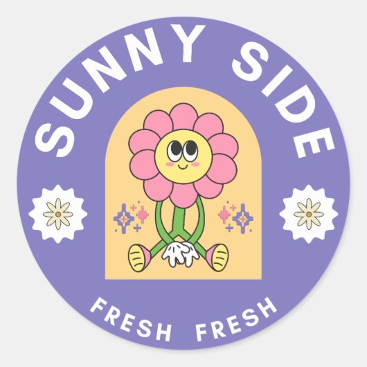 Sticker Rond fleur de côté ensoleillé (Devant)