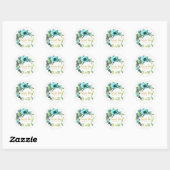 Sticker Rond Fleur de couronne de pivoine turquoise ID456 (Feuille)