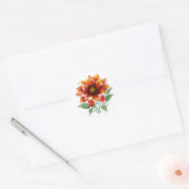 Sticker Rond Fleur de feu Dahlia (Enveloppe)