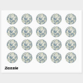 Sticker Rond Fleur de feuille bleue asiatique japonaise (Feuille)