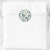 Sticker Rond Fleur de feuille bleue asiatique japonaise (Sac)