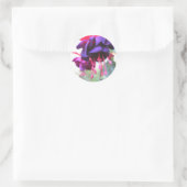 Sticker Rond Fleur de Fuschia, violet et rose chaud (Sac)