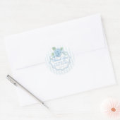 Sticker Rond Fleur de Hydrangea Bleue Vintage Rayure Merci (Enveloppe)