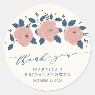 Sticker Rond Fleur de jardin bleue élégante remerciement person