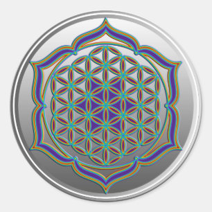 Sticker Rond Fleur de la vie / Blume des Lebens - Lotus Contour