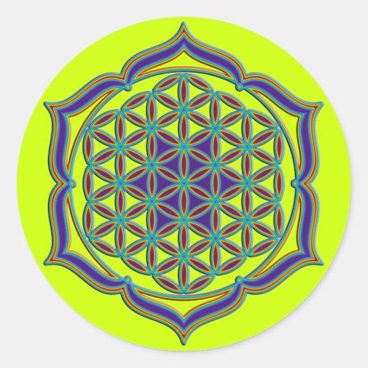 Sticker Rond Fleur de la vie / Blume des Lebens - Lotus Contour (Devant)