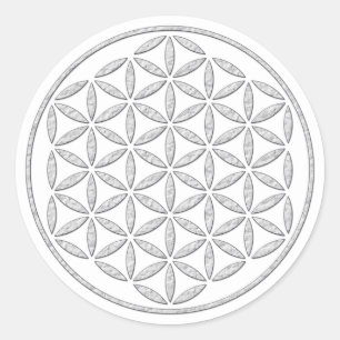 Sticker Rond Fleur de la vie / Blume des Lebens - timbre blanc