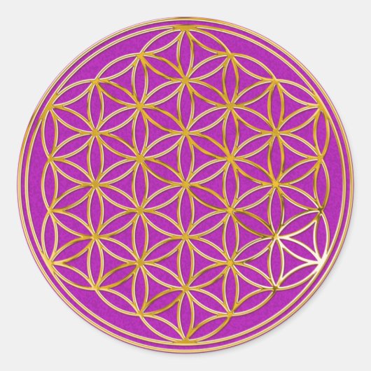 Sticker Rond Fleur de la vie | petite / magenta splatter BG (Devant)