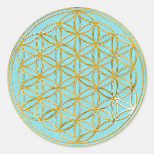 Sticker Rond Fleur de la vie   petits cyan splatter